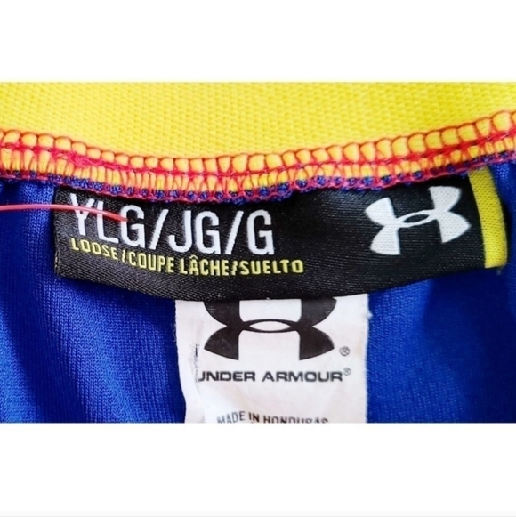 Under Armour DC Comics Superman Shorts Boy Youth Large Blue Red Athletic Shorts - Picture 3 of 5